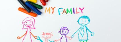 Child's drawing of my happy family using crayon
